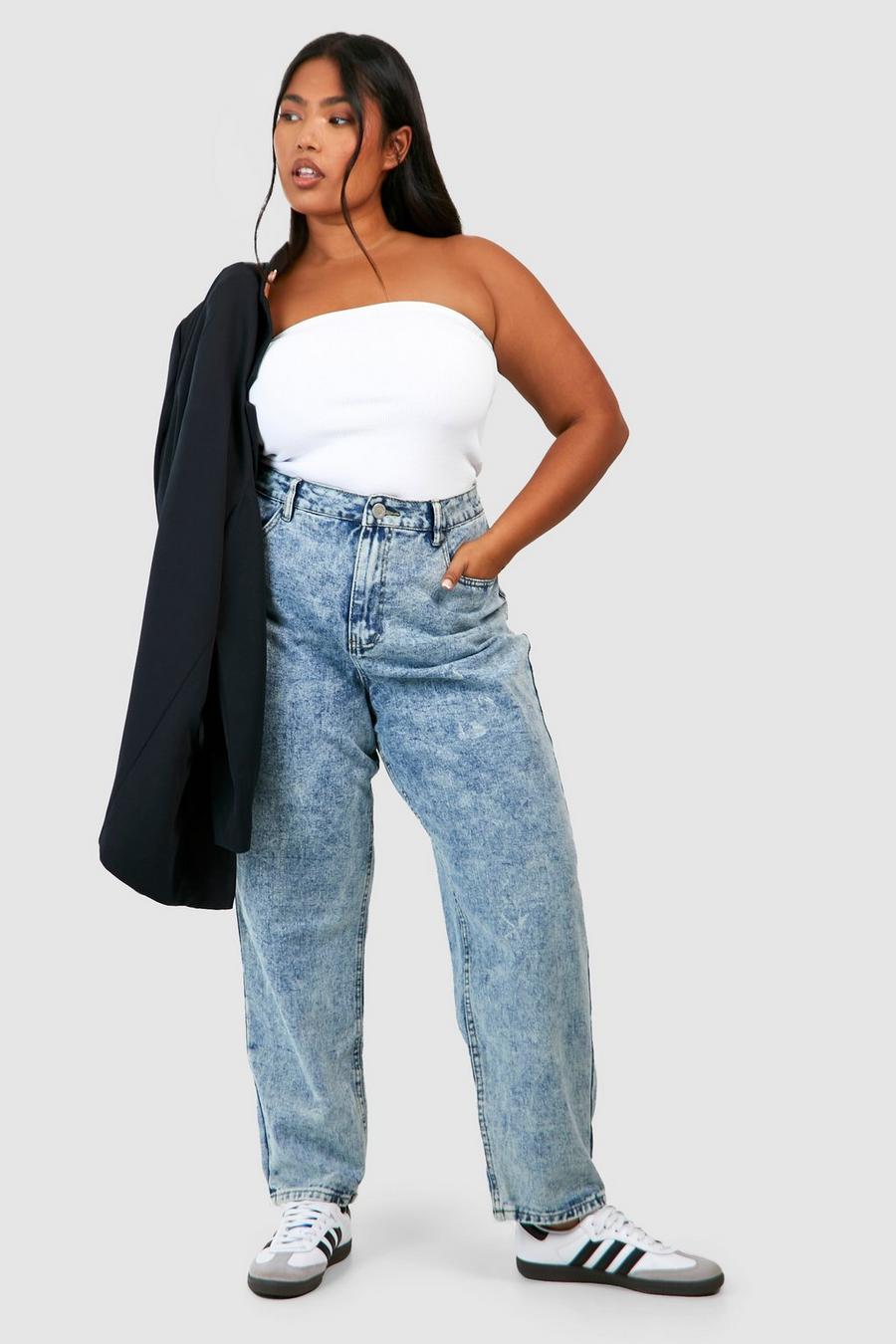 Plus Acid Wash Mom Jeans | boohoo USA Plus Acid Wash Mom Jeans | boohoo USA